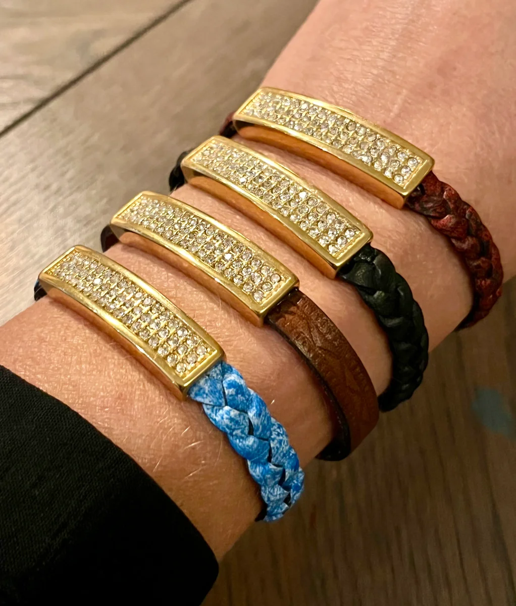 Armbånd i lær og gull - Image 4