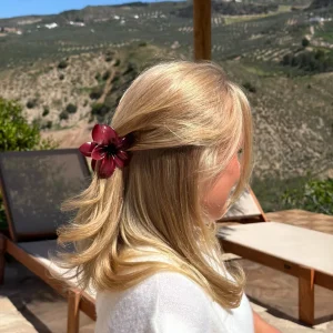 Gry Flower Hairclip - Deep Red