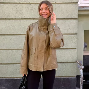 Elva High Collar Jacket - Sage Green