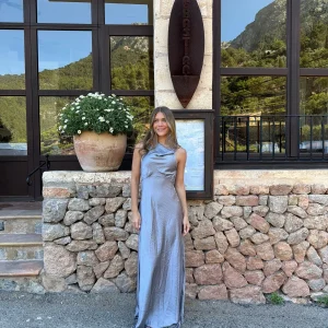 Rosa Waterfall Maxi Dress - Grey