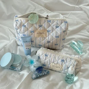 Small Makeup Bag - Blue Bow
