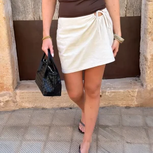 Line Linen Mini Skirt - White
