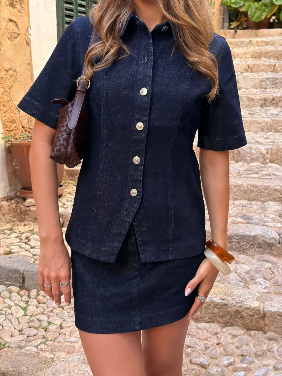 Cecilia Denim Shirt - Dark Blue