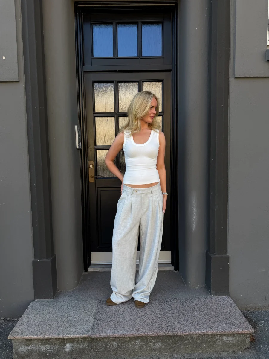 Nora Pants - Light Grey Melange - Image 2