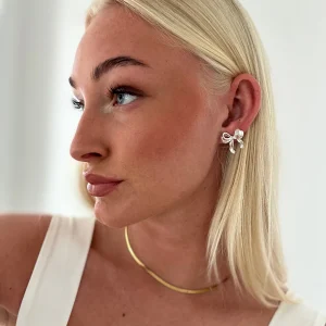 Caro Bow Earrings - Silver Plated