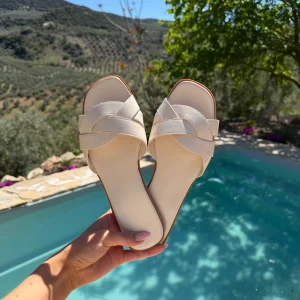 Trine Crossed Flats - Beige