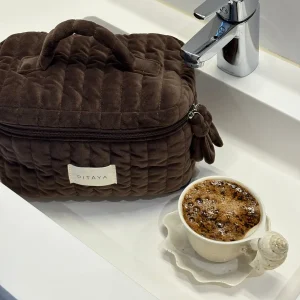Velvet Makeup Bag Large - Dark Brown