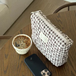 Medium Makeup Bag - Espresso Brown Check