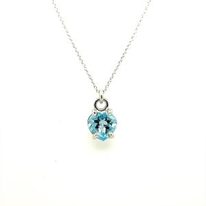 Sølvkjede med sky blue topaz hjerte