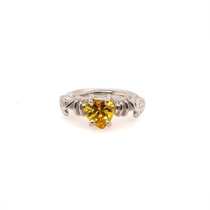 Bladring med gul zirconia