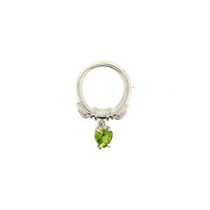 Bladring med hengende grønn peridott