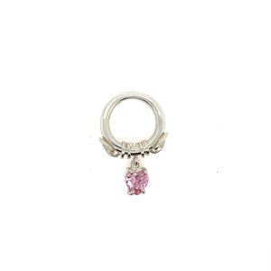 Bladring med hengende lys rosa zirconia