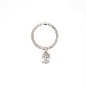 Tynn sølvring med 6mm hvitt zirconia hjerte