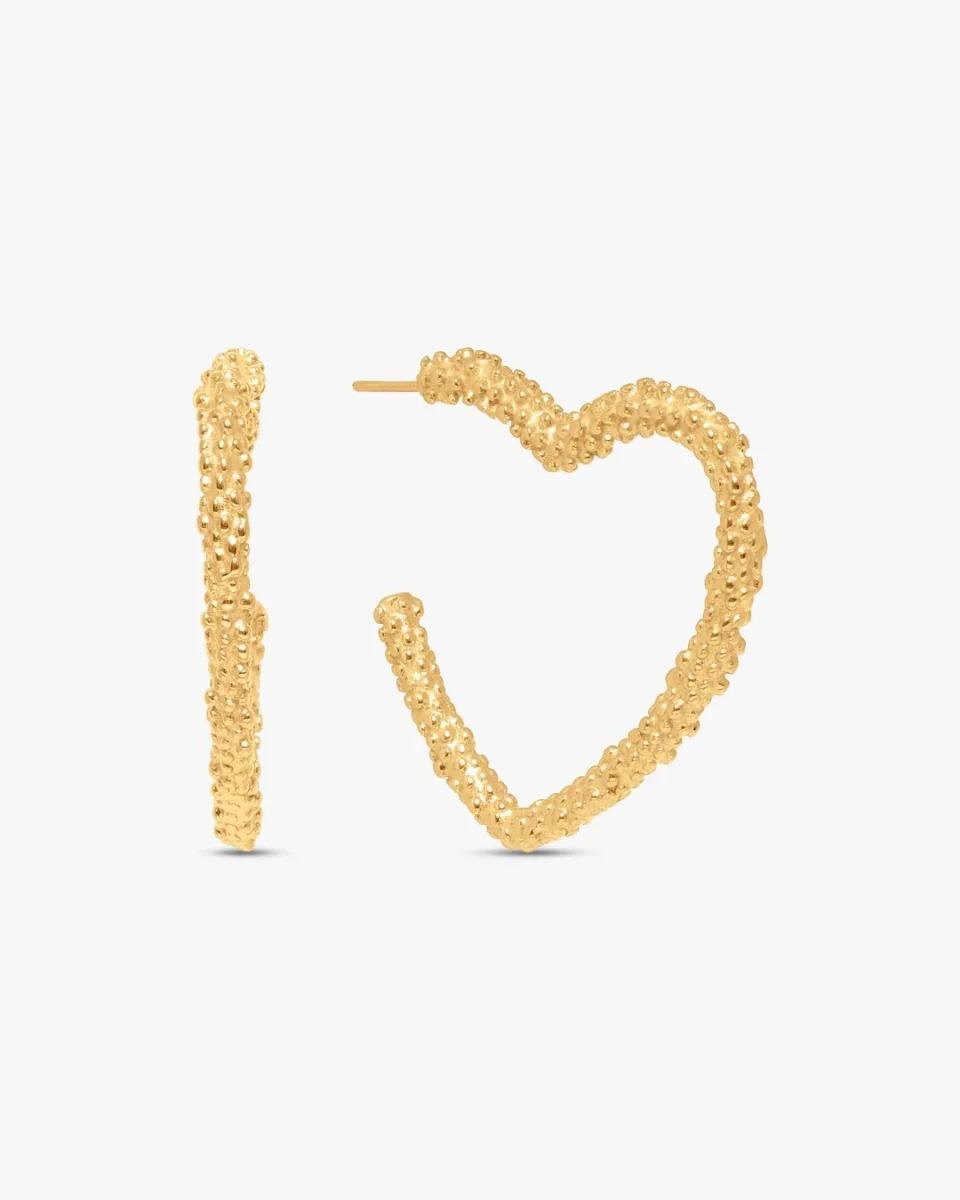 Annemone Heart Earrings - Gold Plated