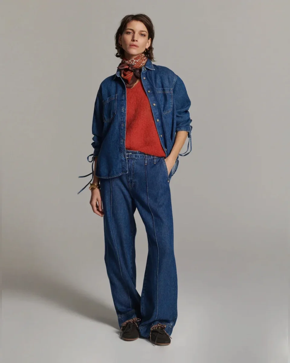 Denim blouse with boyfriend fit - Image 8
