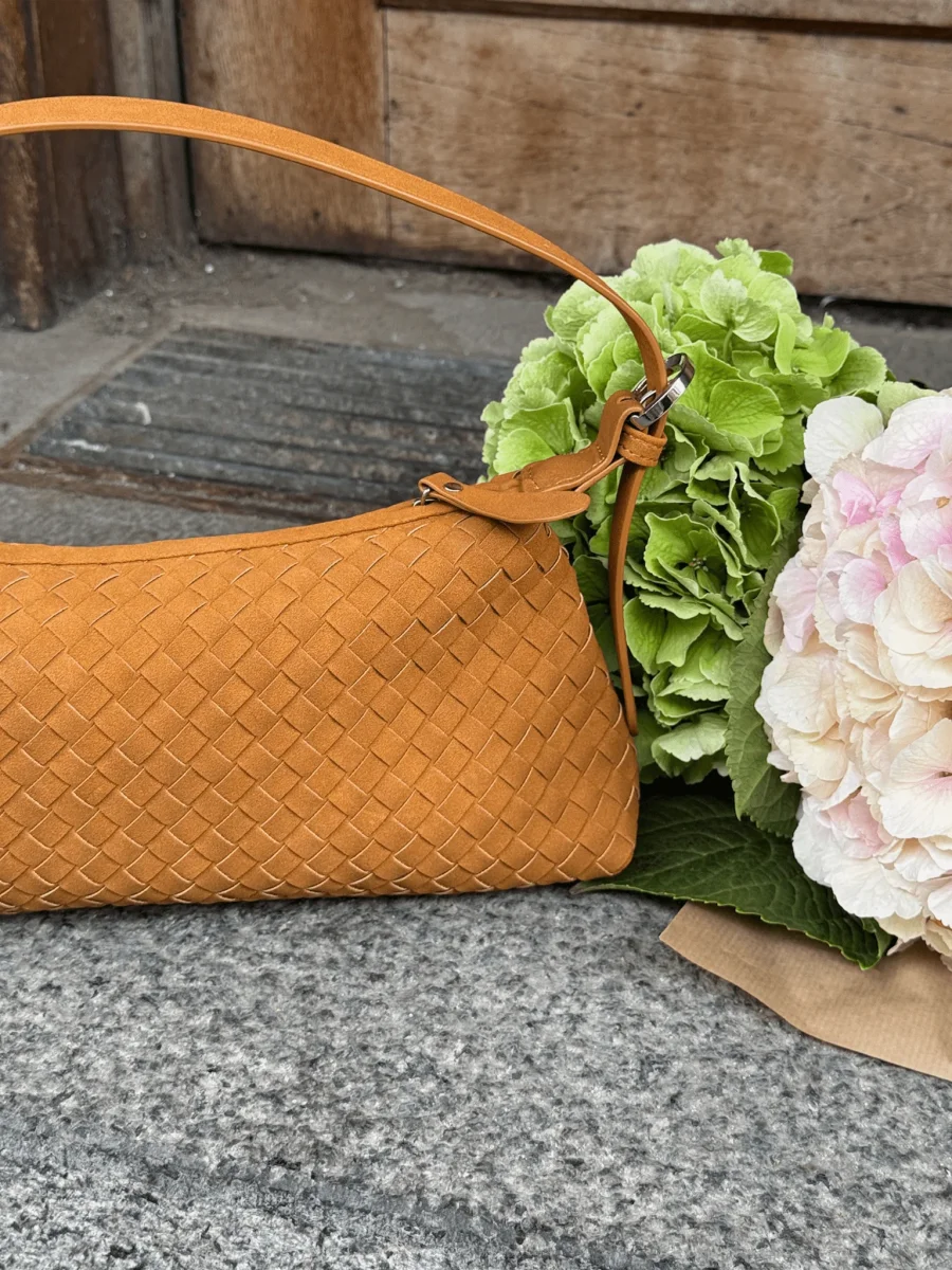 Charlotte Faux Suede Baguette Bag - Cognac Brown - Image 5