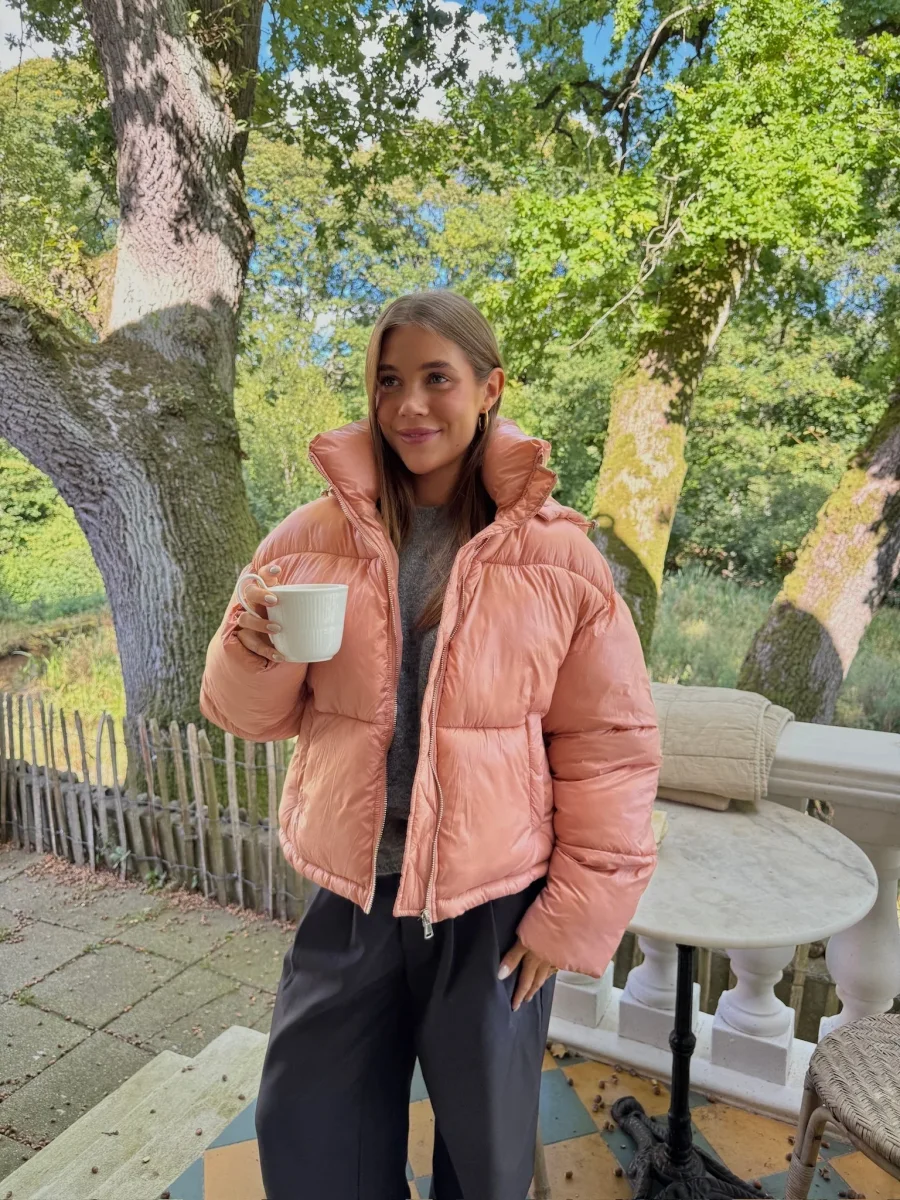 Josefine Short Puffer Jacket - Powder Pink - Image 2