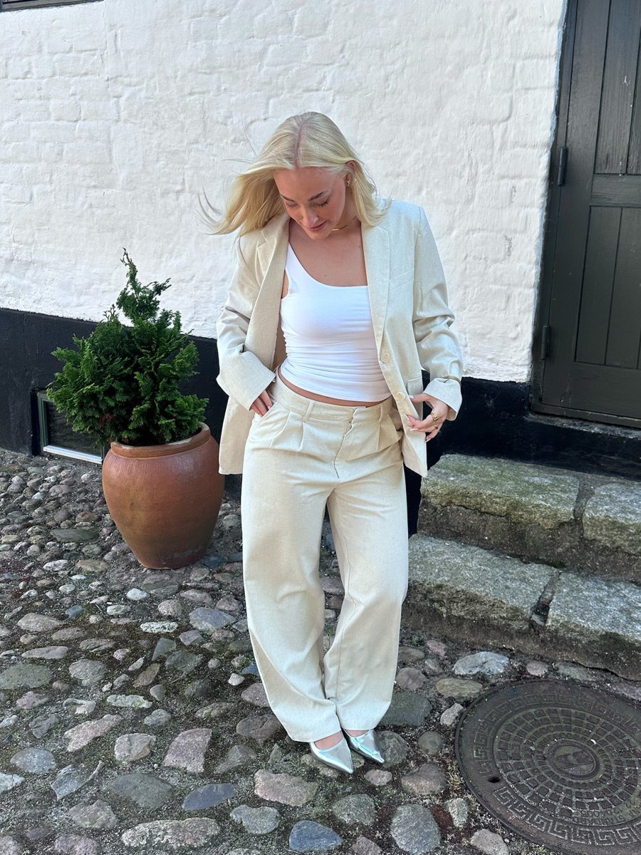 Line Linen Pants - Nature