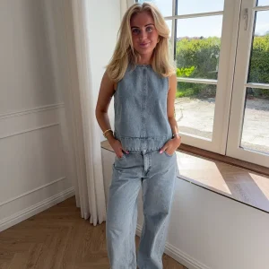 Louise Denim Tank Top - Light Blue