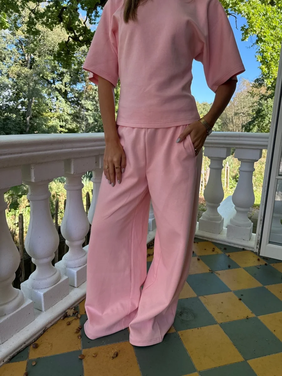 Riley Barrel Leg Sweatpants - Baby Pink - Image 3
