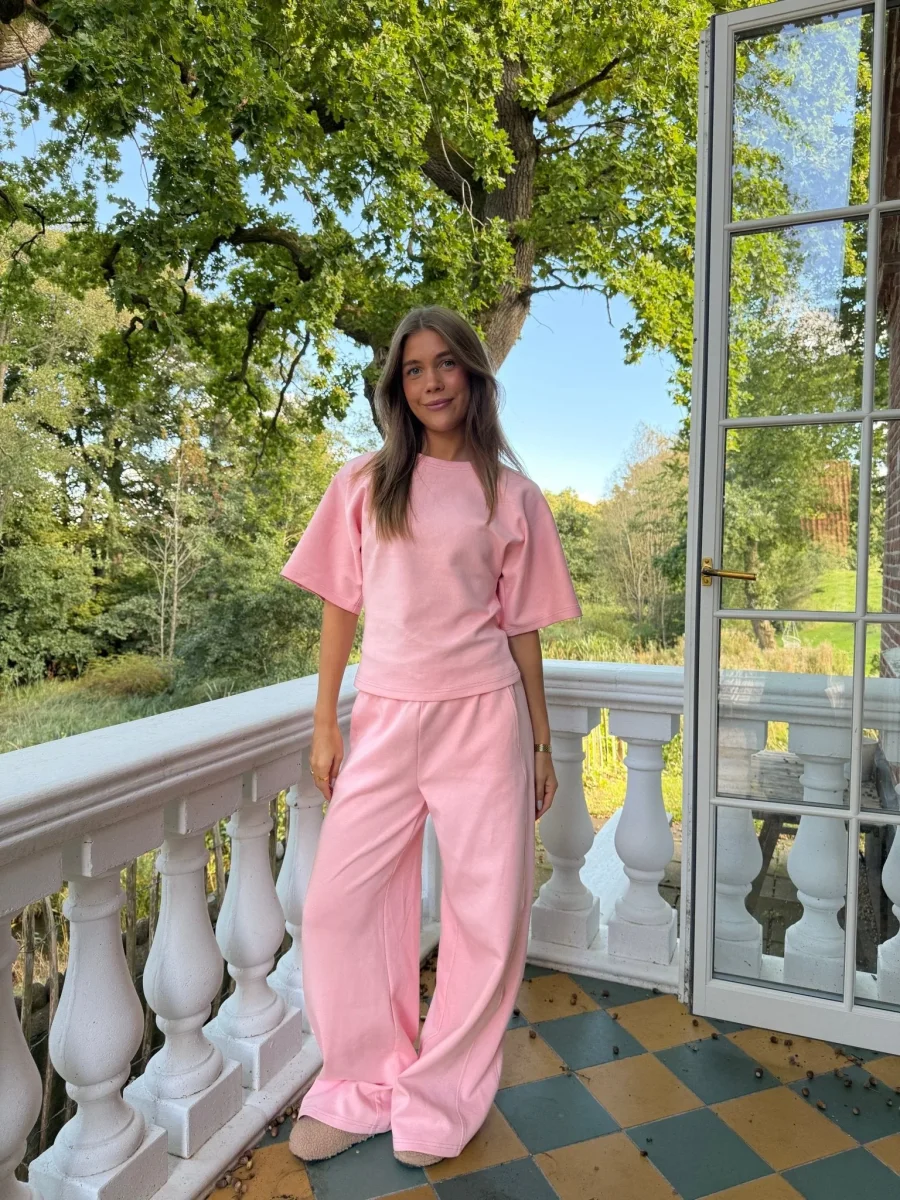 Riley Barrel Leg Sweatpants - Baby Pink - Image 2