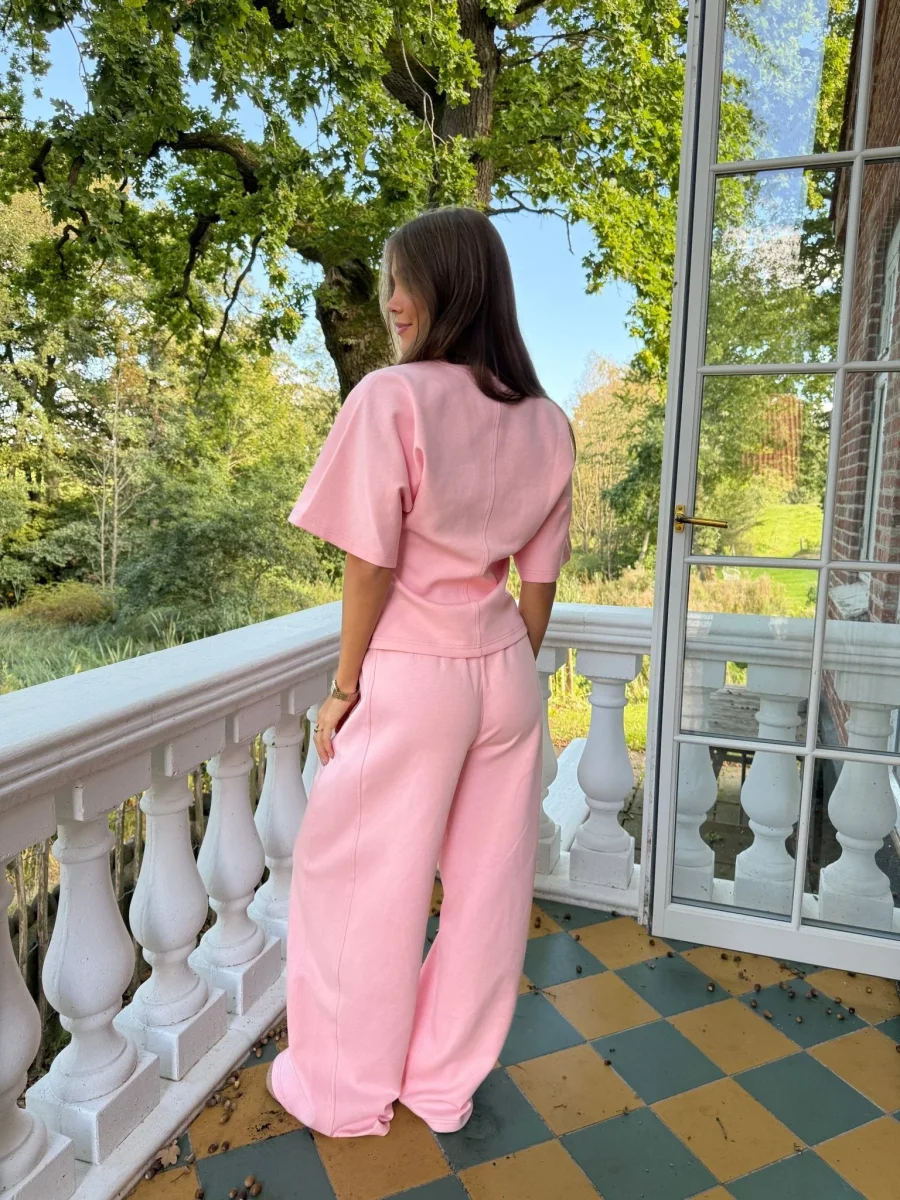 Riley Barrel Leg Sweatpants - Baby Pink - Image 5