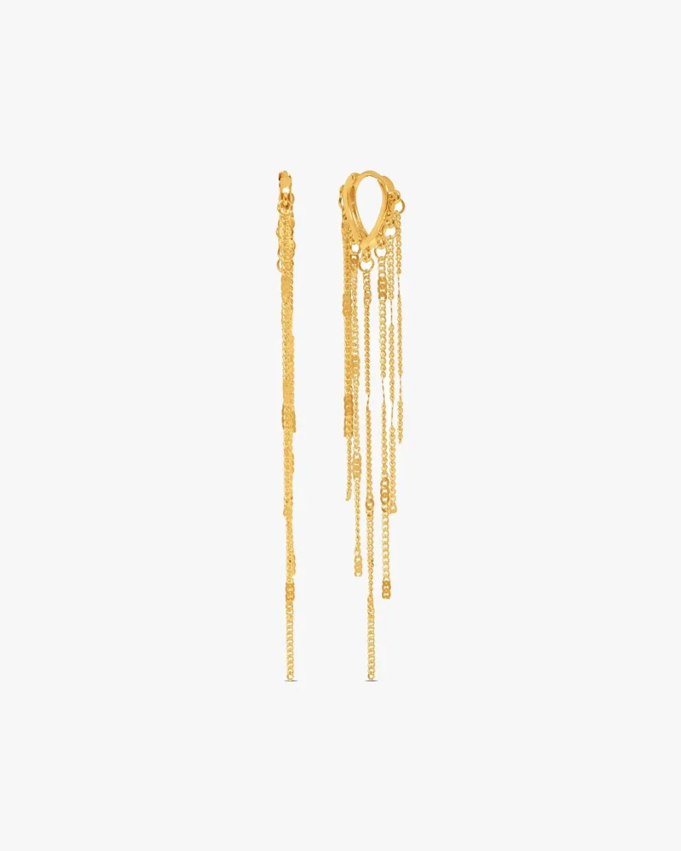 Rosa Long Flowy Earrings - Gold Plated