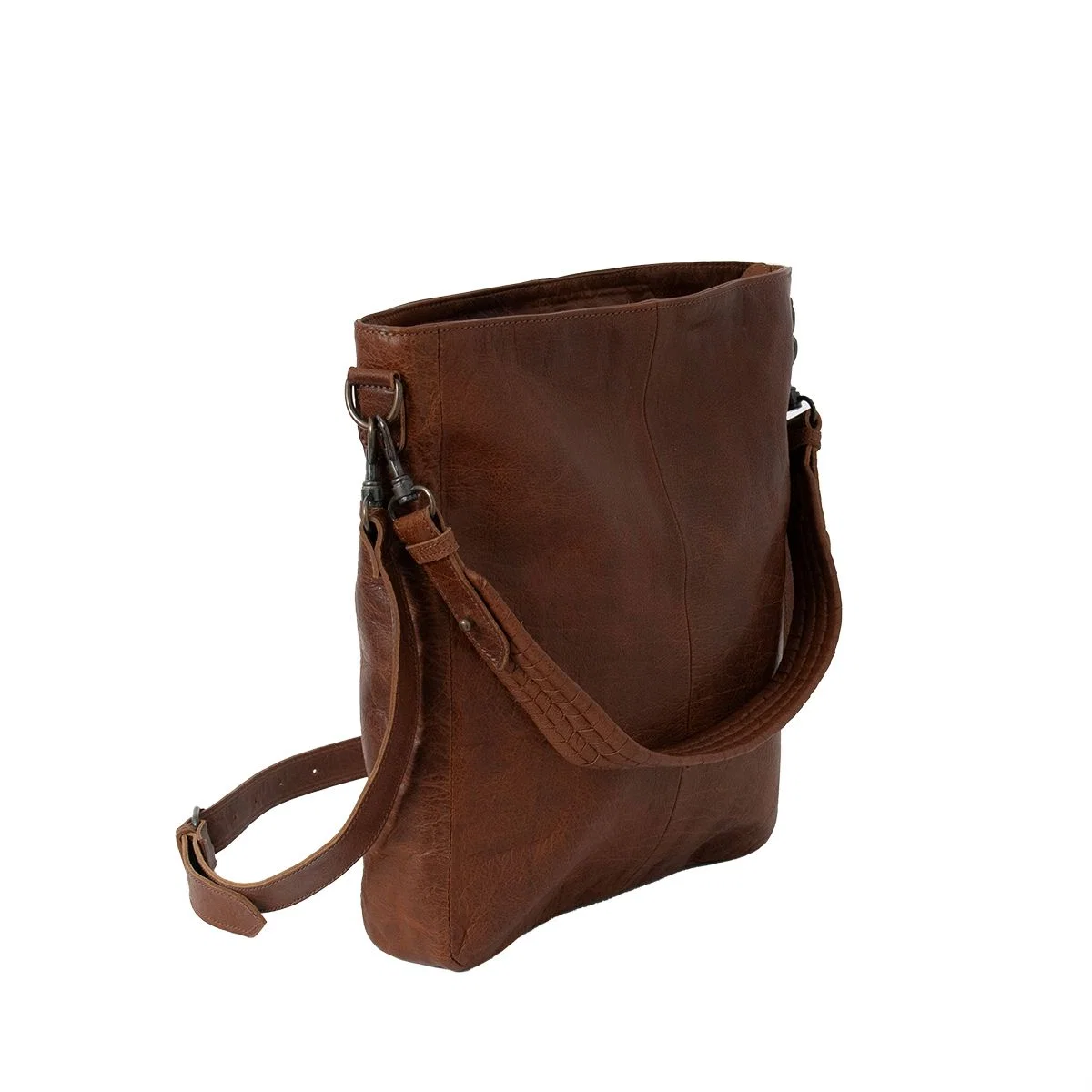803511 Skinnveske, LEA crossveske med dobbel rem - brun - Image 4
