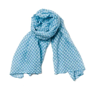 821546 Skjerf bomull/silk - Daisy print, lys blå