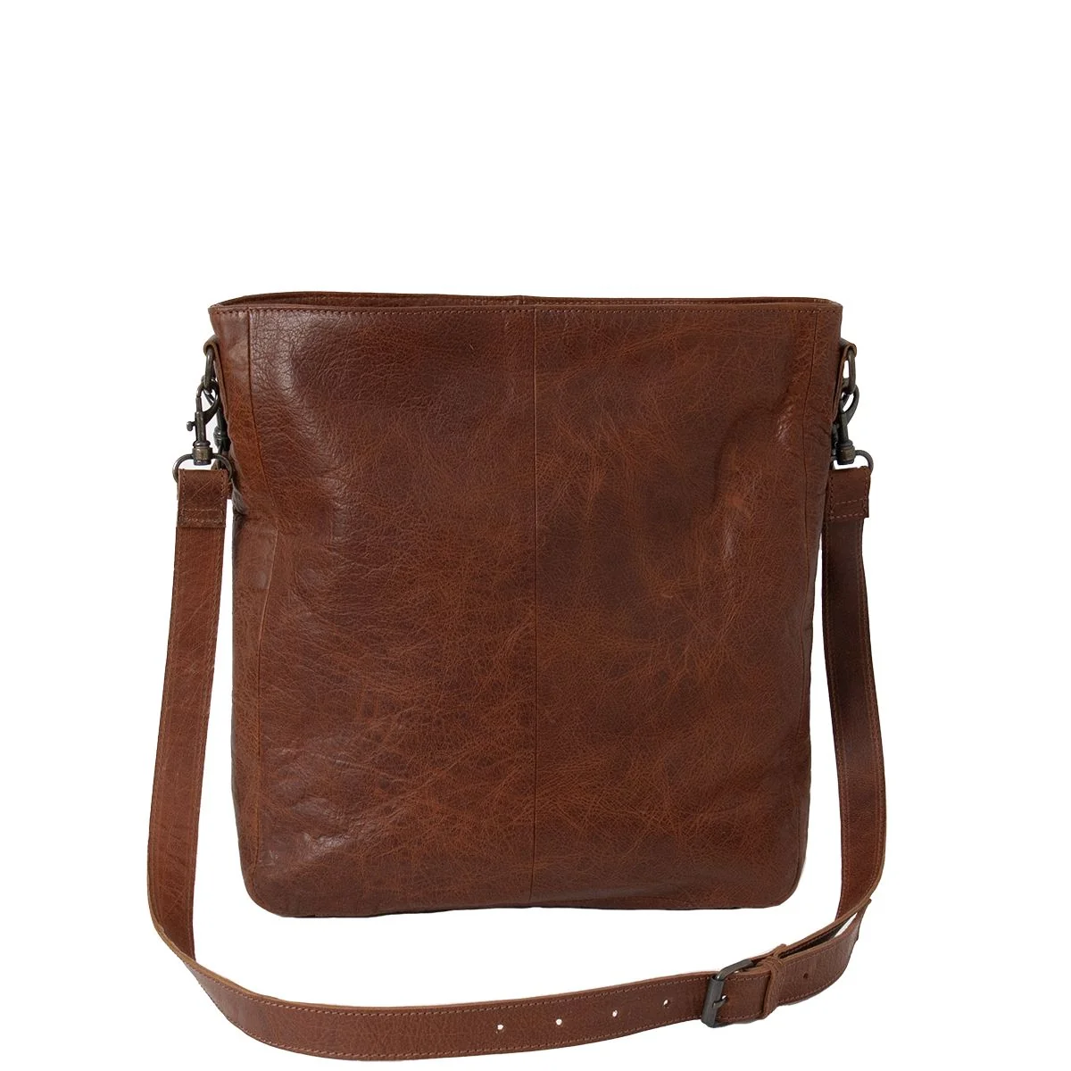 803511 Skinnveske, LEA crossveske med dobbel rem - brun - Image 5