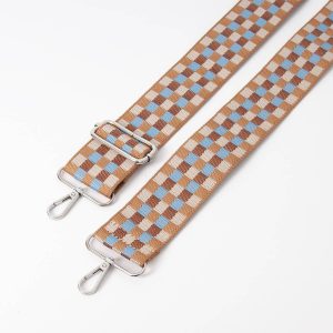 773505 Rutet skulderrem - beige
