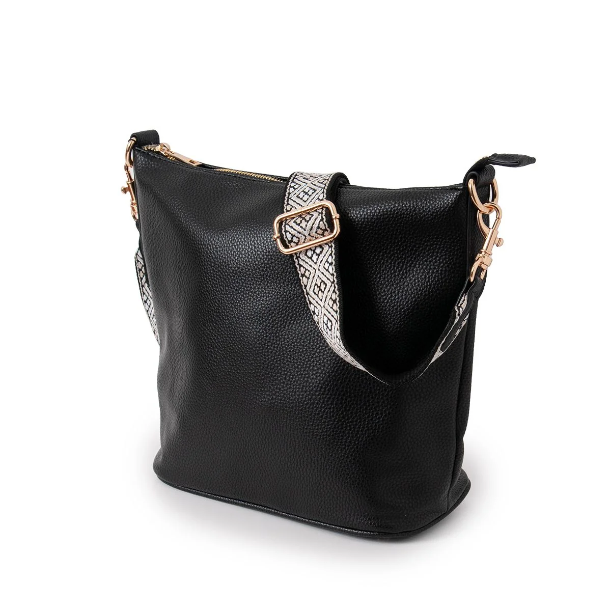 785801 Veske BERTINE CrossBag med mønstret skulderrem - svart - Image 3