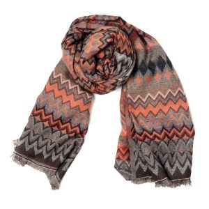 715070 Skjerf jaquard vevet  -mørk orange