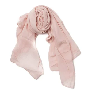 807736 Skjerf ensfarget i bomull og silke - lys rosa